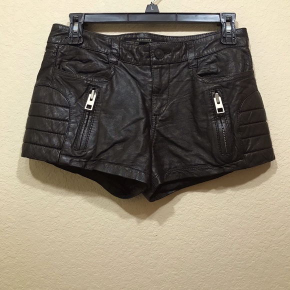 All Saints Pants - All Saints black leather shorts